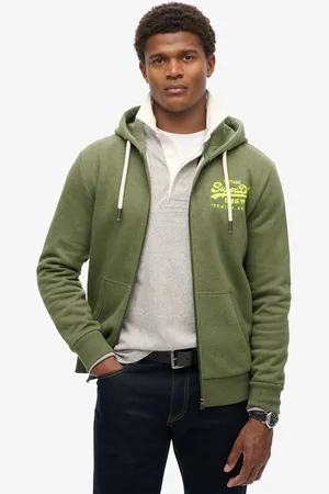Superdry Hoodie met neonprint en vintage logo - Heren - Hoodies