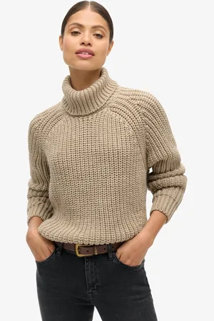 Superdry Wijdvallende gebreide coltrui met stiksels - Dames - Sweaters