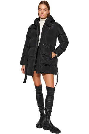 Trendyol Donkergroene Regular Fit Waterafstotende Pufferjas Met Riem Twoaw23Mo00007