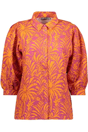 Geisha Blouse Gestructureerde Blouse Met Print 53286 20 Cassis/orange Dames