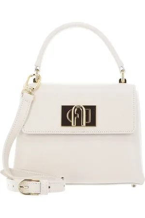 Furla Leren Handtas Avondtas 1927 Mini Top Handle Bag Crème