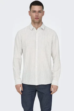 Only & Sons Overhemd Onscaiden Ls Stripe Linen Shirt 660 22026601 Chinchilla Mannen