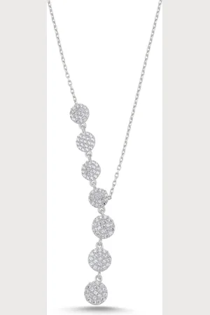Zilver 925 Sterling en Y Ketting met Ronde Zirkonia – Elegante Dames Ketting | Y Vormige Ketting | Zirkonia Sieraad