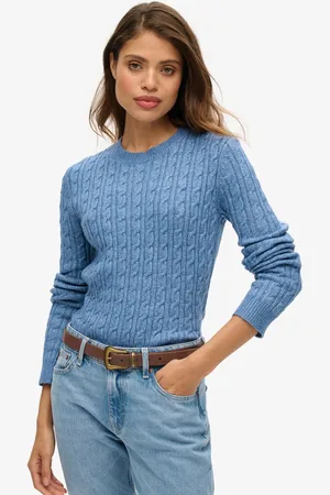 Superdry Getailleerde kabeltrui met ronde hals - Dames - Sweaters