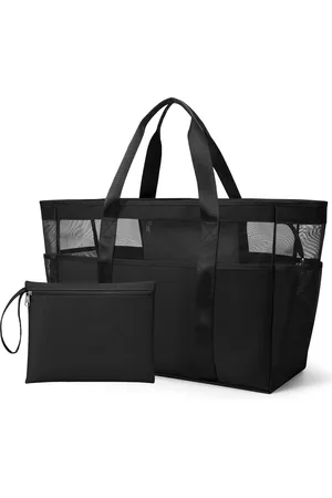 Merkloos Mesh strandtas XXL Familie strandtas met ritssluiting Shopper Grote zwemtas voor dames Strandtas Boodschappentassen voor reizen, winkelen en dagelijks gebruik