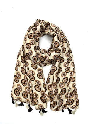 Merkloos Lange dames sjaal Britney fantasiemotief bruin cacao almond donkerbruin tanny