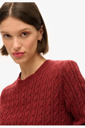 Superdry Getailleerde kabeltrui met ronde hals - Dames - Sweaters