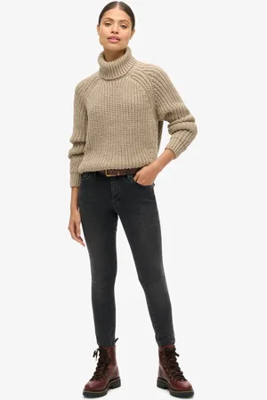 Superdry Wijdvallende gebreide coltrui met stiksels - Dames - Sweaters