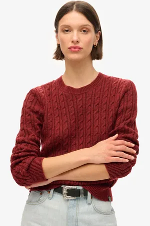 Superdry Getailleerde kabeltrui met ronde hals - Dames - Sweaters