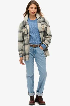 Superdry Getailleerde kabeltrui met ronde hals - Dames - Sweaters