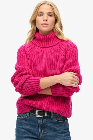Superdry Wijdvallende gebreide coltrui met stiksels - Dames - Sweaters