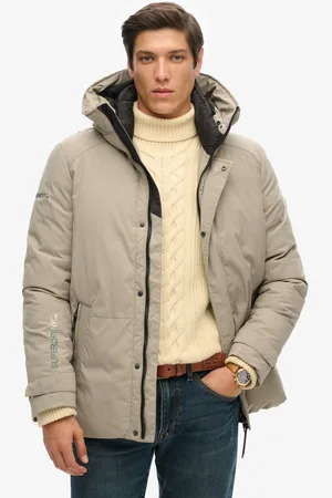 Superdry City Padded Hooded Wind Parka Heren Jas - Light Khaki Green