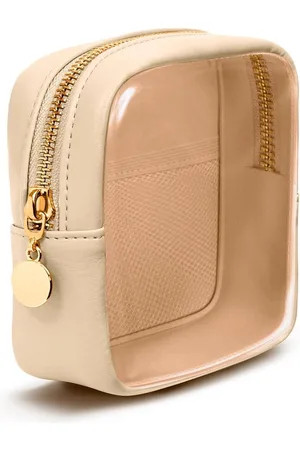Merkloos Transparante Make-uptas - Mini Make-uptas voor Handtas - Kleine Insteekvakken - Ecologisch Veganistisch Leer - Beige