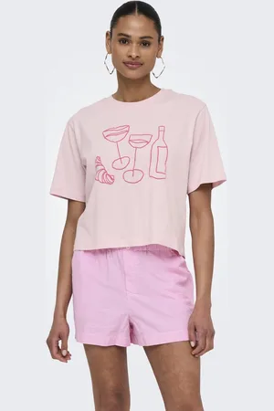 JDY Jacqueline de Yong T-shirt alba S/s Print Top Jrs 15348342 Chalk Pink Dames