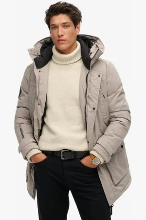 Superdry City Padded Parka Jacket Heren Jas - Stone