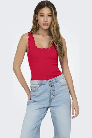 JDY Jacqueline de Yong Top nanna S/l Scallop Edge Top Knt N 15290585 Ski Patrol Dames
