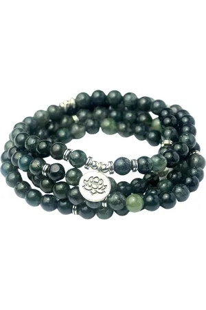 Marama Mala Ketting Mos Agaat - Lotus - half-edelstenen - elastisch - ook draagbaar als wikkelarmband - damesketting