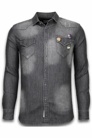 BREAD & BUTTONS Denim Shirt - Spijkerblouse Slim Fit - 3 Buttons