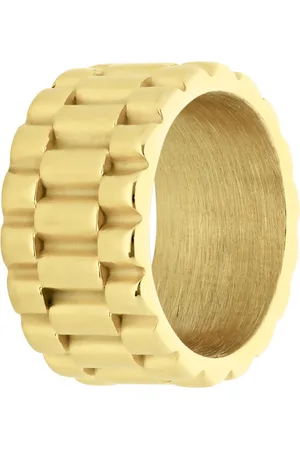 Lucardi Heren Stalen goldplated ring - Ring - Staal - Goudkleurig - 21 / 66 mm