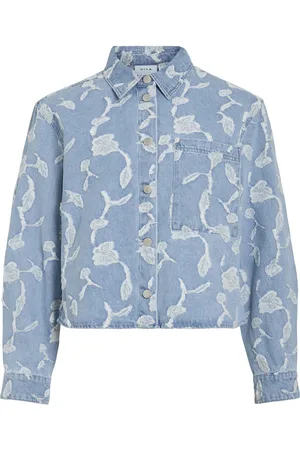 VILA Jas Viianais L/s Jacquard Denim Jacket 14105498 Light Blue Deni/jacquard Dames
