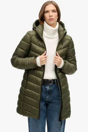 Superdry Gewatteerde Fuji Mid jas met capuchon - Dames - Gewatteerde jassen