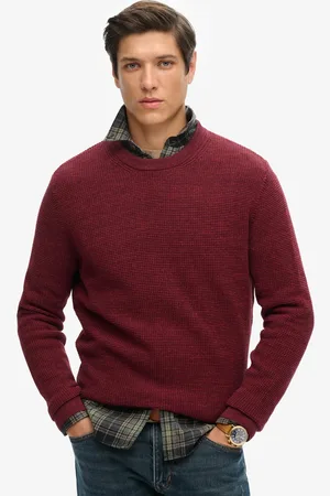 Superdry Gebreide trui met textuur en ronde hals - Heren - Sweaters