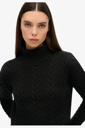 Superdry Kabeltrui met rolkraag en lage schouders - Dames - Sweaters