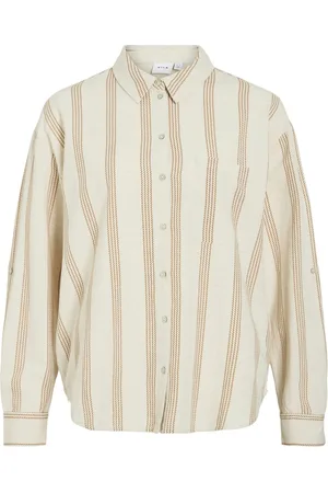VILA Blouse Viprisilla Print L/s Shirt 14105077 Super Light Natural Dames
