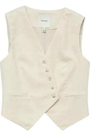 VERO MODA Gilet Vmflorence Sl Linen Waistcoat 10306673 Birch/melange Dames