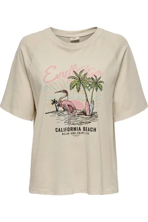 JDY Jacqueline de Yong T-shirt farock S/s Oversize Print Top Jr 15345724 Tapioca Dames
