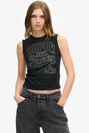 Superdry Retro Embellished Mouwloos T-shirt XS Vrouw