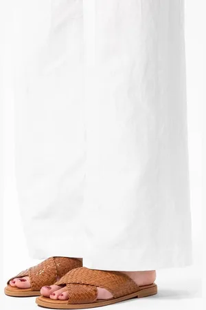 Manfield Dames - leren gevlochten slippers