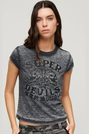 Superdry Retro Rocker T-shirt Met Korte Mouwen Grijs XS Vrouw
