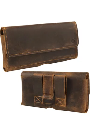 Merkloos Leren Telefoonholster met Riemclip voor Mannen - Duurzame Handgemaakte Heuptas voor Mobiele Telefoon