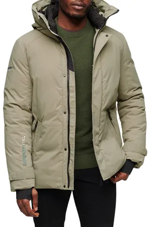 Superdry City Padded Hooded Wind Parka Heren Jas - Light Khaki Green
