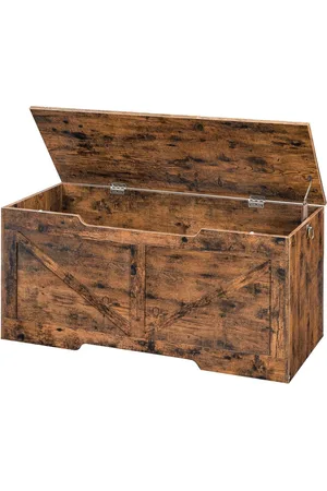 Merkloos Kistbank met deksel en opbergruimte - 110 cm - Vintage Bruin EBF772CW01 - ideaal voor kinderen en woonkamer