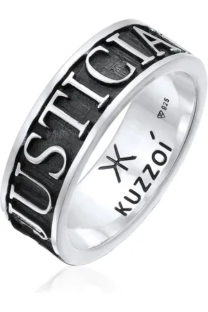 Kuzzoi Heren Ring Heren Band Belettering Massief in 925 Sterling Zilver