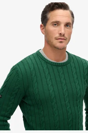 Superdry Klassieke gebreide kabeltrui van katoen met ronde hals - Heren - Sweaters
