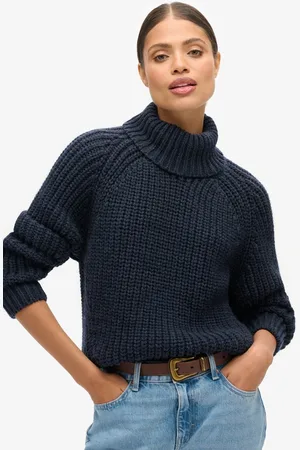 Superdry Wijdvallende gebreide coltrui met stiksels - Dames - Sweaters