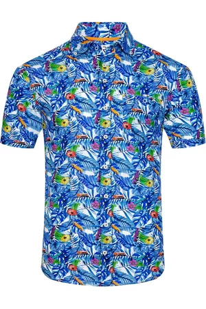 R2 Amsterdam R2 Overhemd Korte Mouwen Print Blauw
