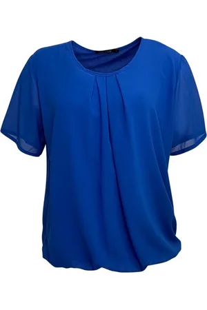 Merkloos Pink Lady dames blouse - blouse uni dames KM - BG101 - kobalt - maat L