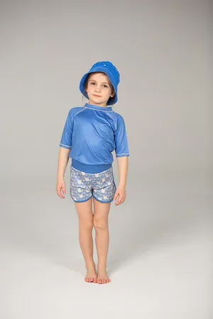 Ducksday UV-Zwemshirt voor kinderen - UV-werend UPF50+ - Rashguard met Korte mouwen - unisex - effen - maat 8 jaar