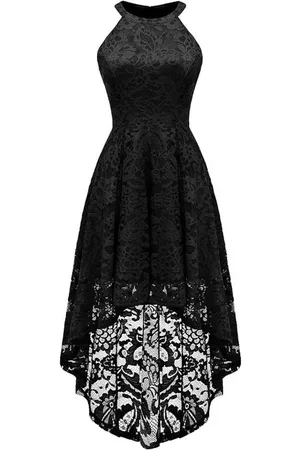 Merkloos Dames Halter Jurk – Kant Cocktailjurk Met High-Low Zoom – Mouwloze Formele Avondjurk – Elegant Feestjurkje Met Rugrits – Hi-Lo Kantjurk Voor Bruiloft Galafeest Avondfeest Bridesmaid Dress