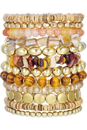 Marama Armbandenset Florida - damesarmbanden - 12 stuks - natuursteen - kralen - kleurrijke armbanden - elastisch - one size