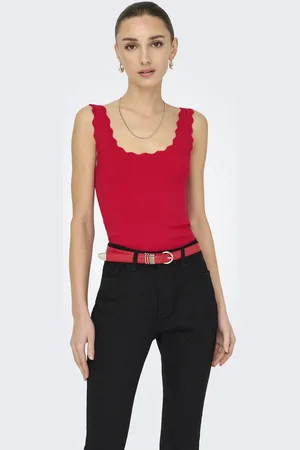 JDY Jacqueline de Yong Top nanna S/l Scallop Edge Top Knt N 15290585 Ski Patrol Dames