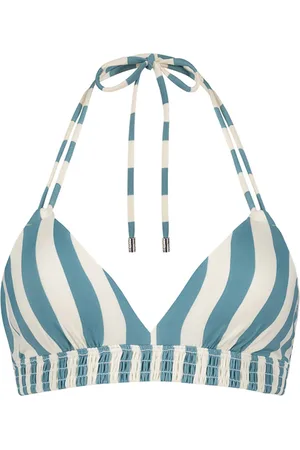 Beachlife Bella Stripe halter bikinitop - Blauw/Wit - Gestreept