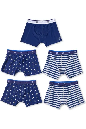 Little Label Boxershorts jongens 5 pack - donkerblauw palm - 158-164 / 14Y - extra zachte bio-katoen