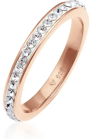 Elli Dames Ring Dames Bandring Sprankelend Elegant met kristallen in verguld 925 Sterling Zilver
