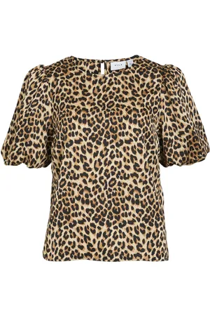 VILA T-shirt Viellette 2/4 Satin Puff Top - Noos 14107986 Caramel Cafe Dames