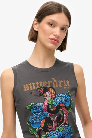 Superdry Tattoo Rhinestone Tank Mouwloos T-shirt Veelkleurig M Vrouw